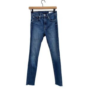 Rag & Bone‎ High Rise Skinny Jeans, Raw Ankle Hem, Sz 27